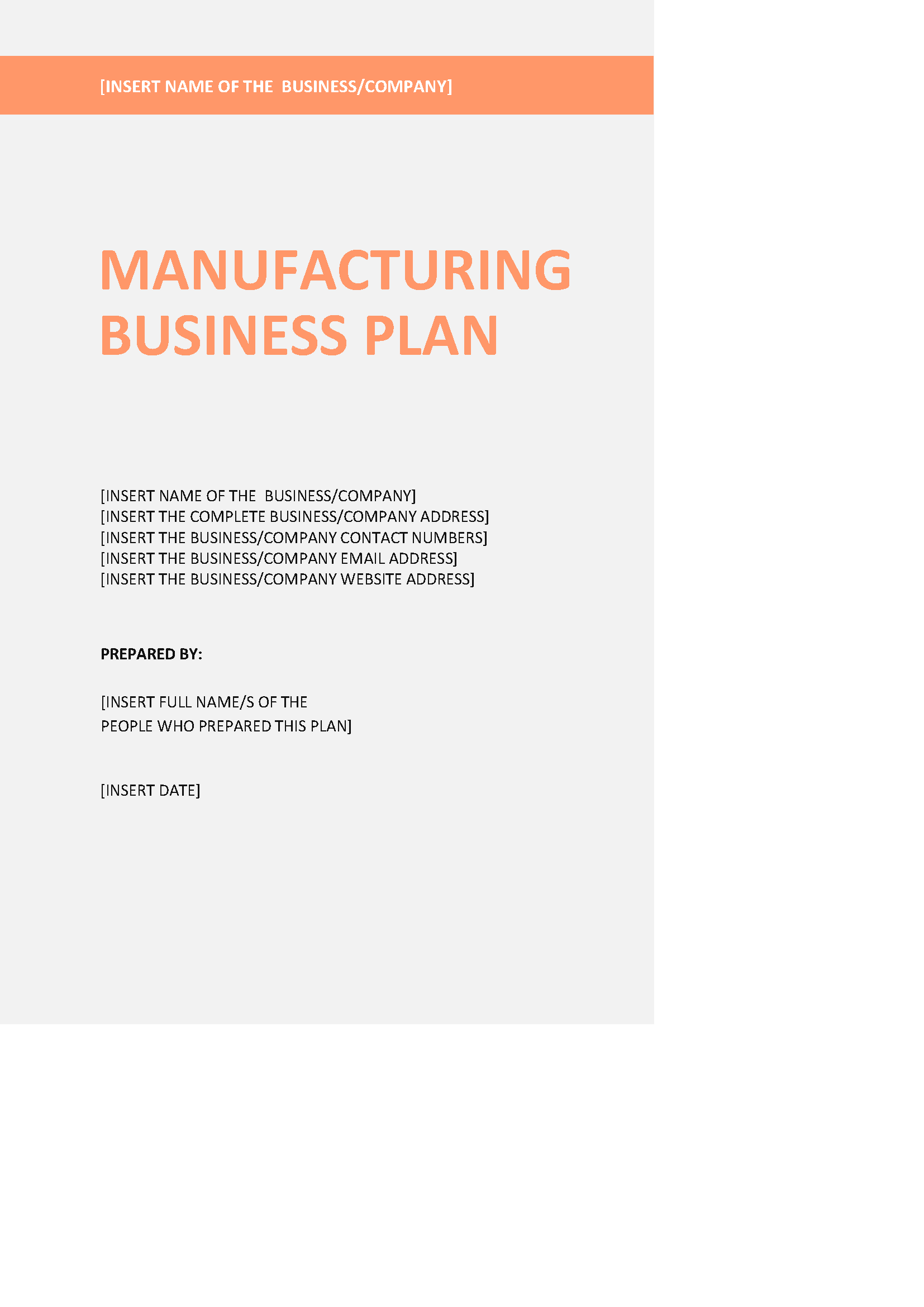 6 - Manufacturing Business Plan Template